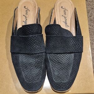 Free People Dark Textured Loafers